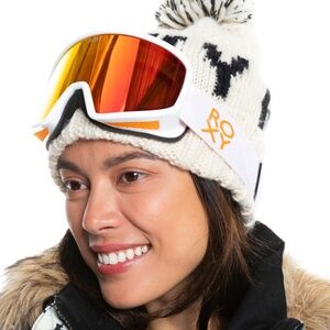 ROXY Feenity Colour Luxe Ski Snowboard White Red Orange M Goggles